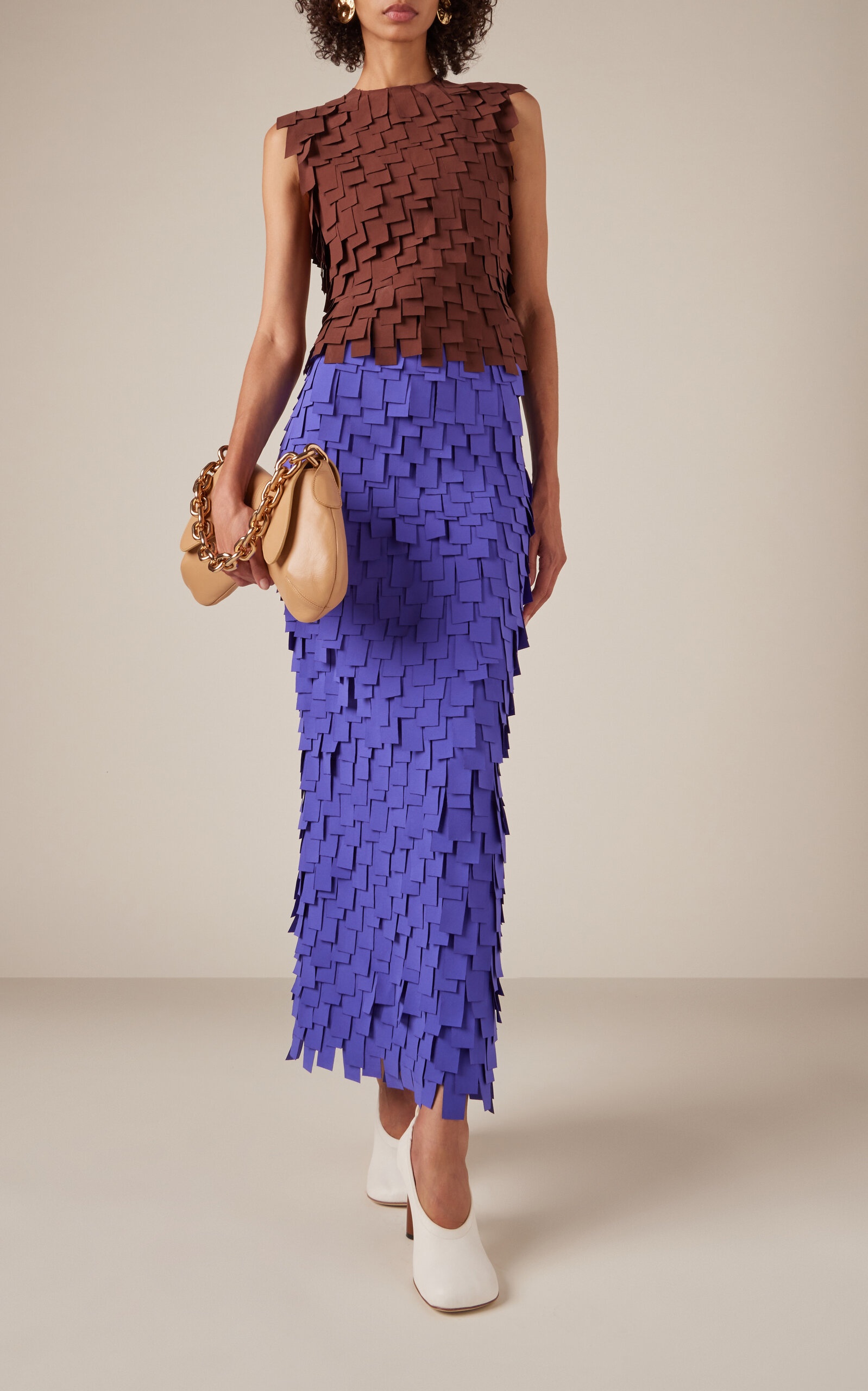 Rectangle-Appliquéd Crepe Midi Skirt purple - 2