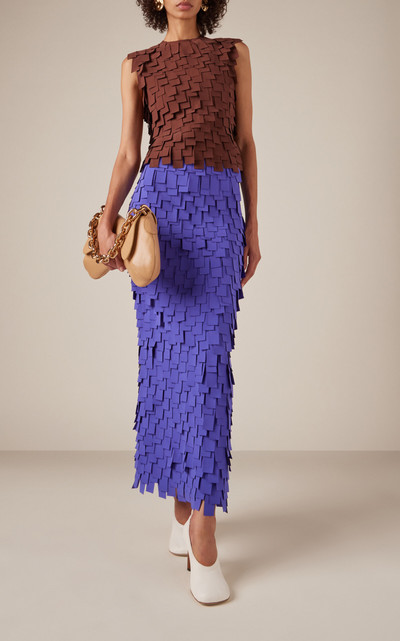 A.W.A.K.E. MODE Rectangle-Appliquéd Crepe Midi Skirt purple outlook