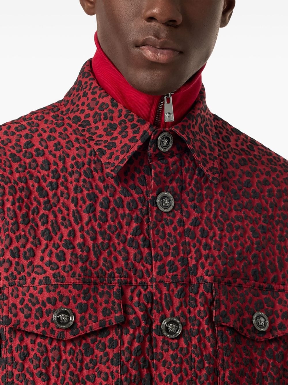 leopard-jacquard jacket - 5