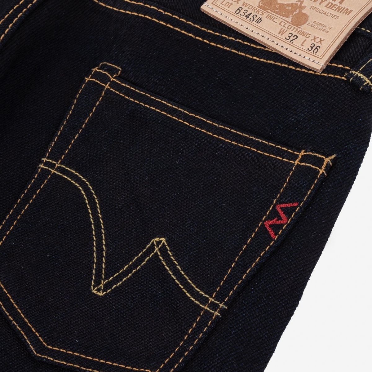 IH-634S-21ib 21oz Selvedge Denim Straight Cut Jeans - Indigo/Black - 8