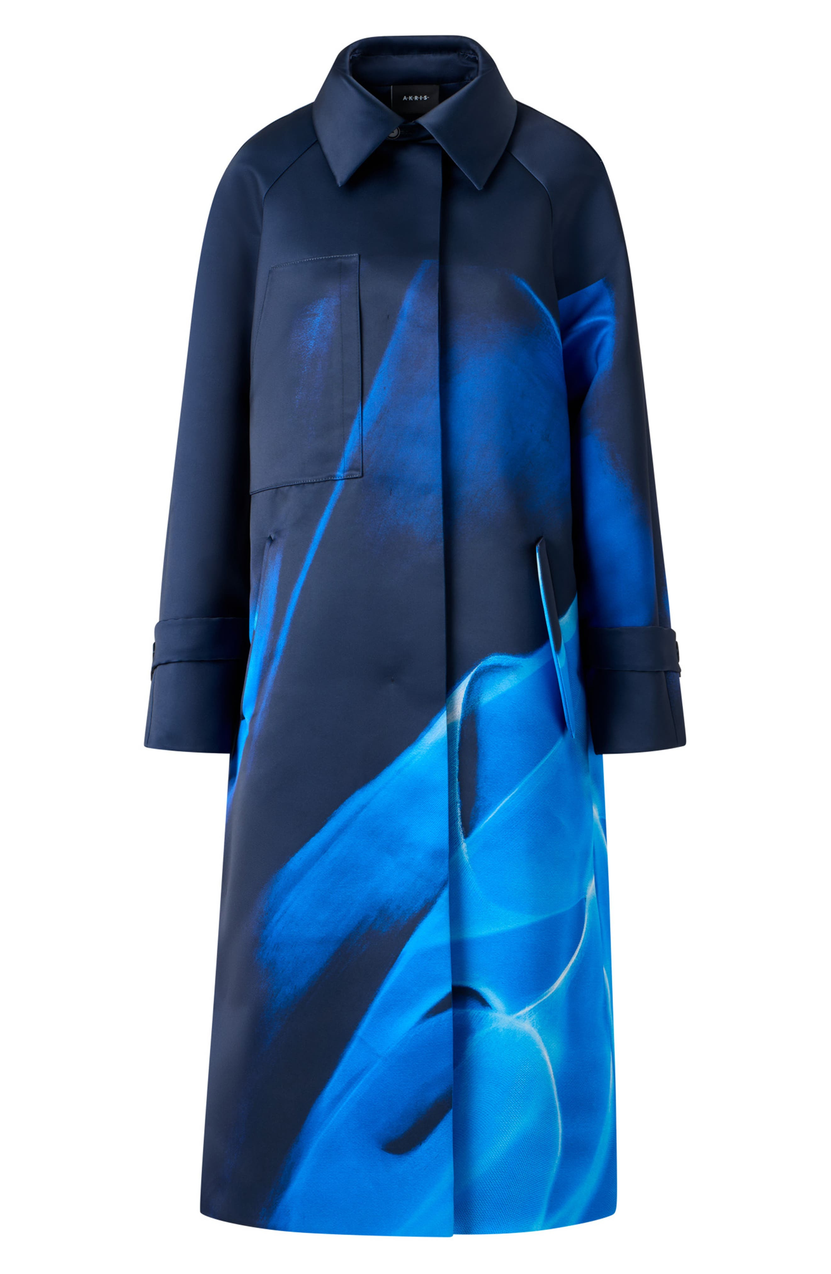 Akris Elliot Cyanotype Duchesse Satin Trench Coat in Navy-Royal at Nordstrom - 5