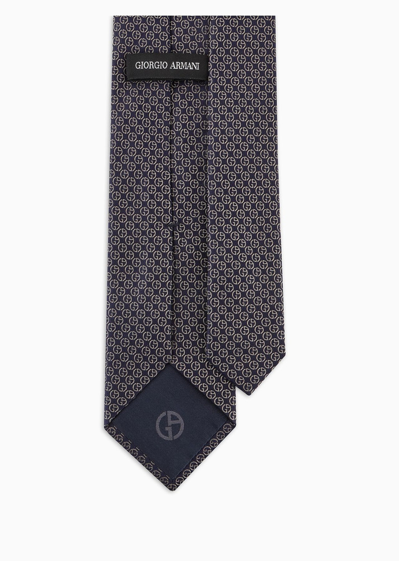 GIORGIO ARMANI Silk tie with jacquard monogram outlook