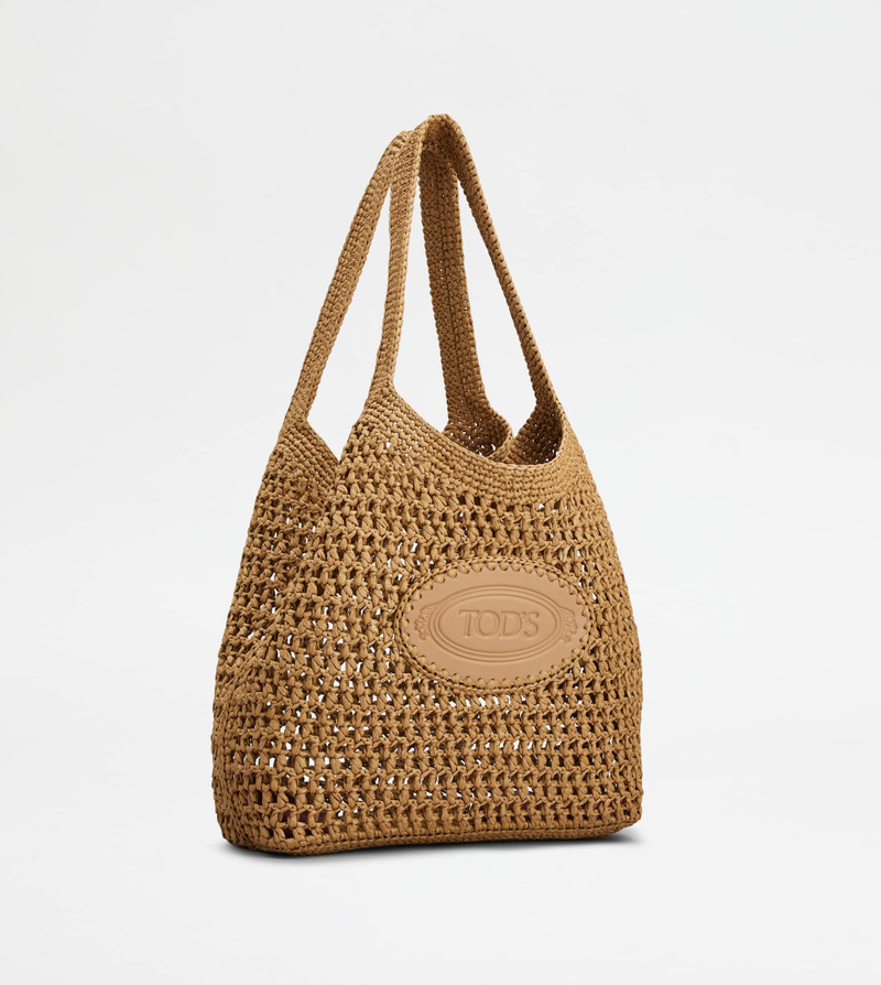 SHOPPING BAG IN RAFFIA AND LEATHER MEDIUM - BEIGE 3