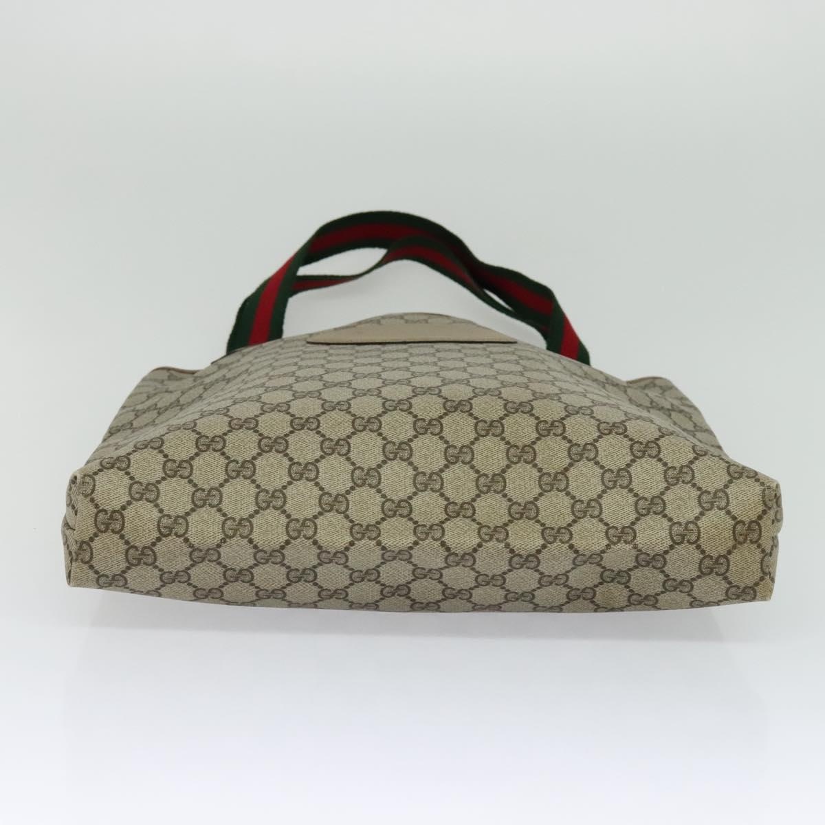 GUCCI GG Supreme Web Sherry Line Tote Bag Pvc Beige Red Green - 5