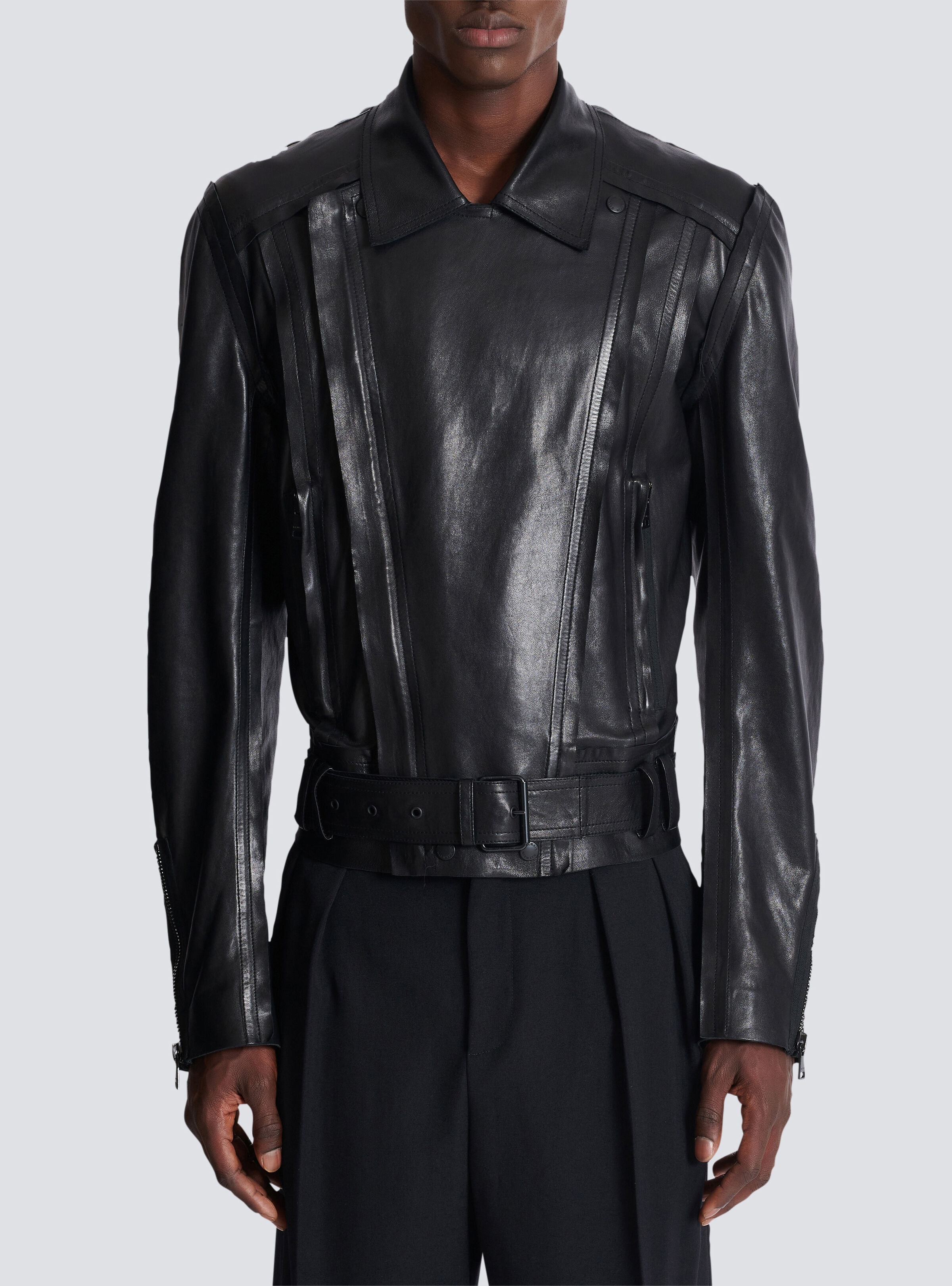 Lightweight lambskin leather biker jacket - 5
