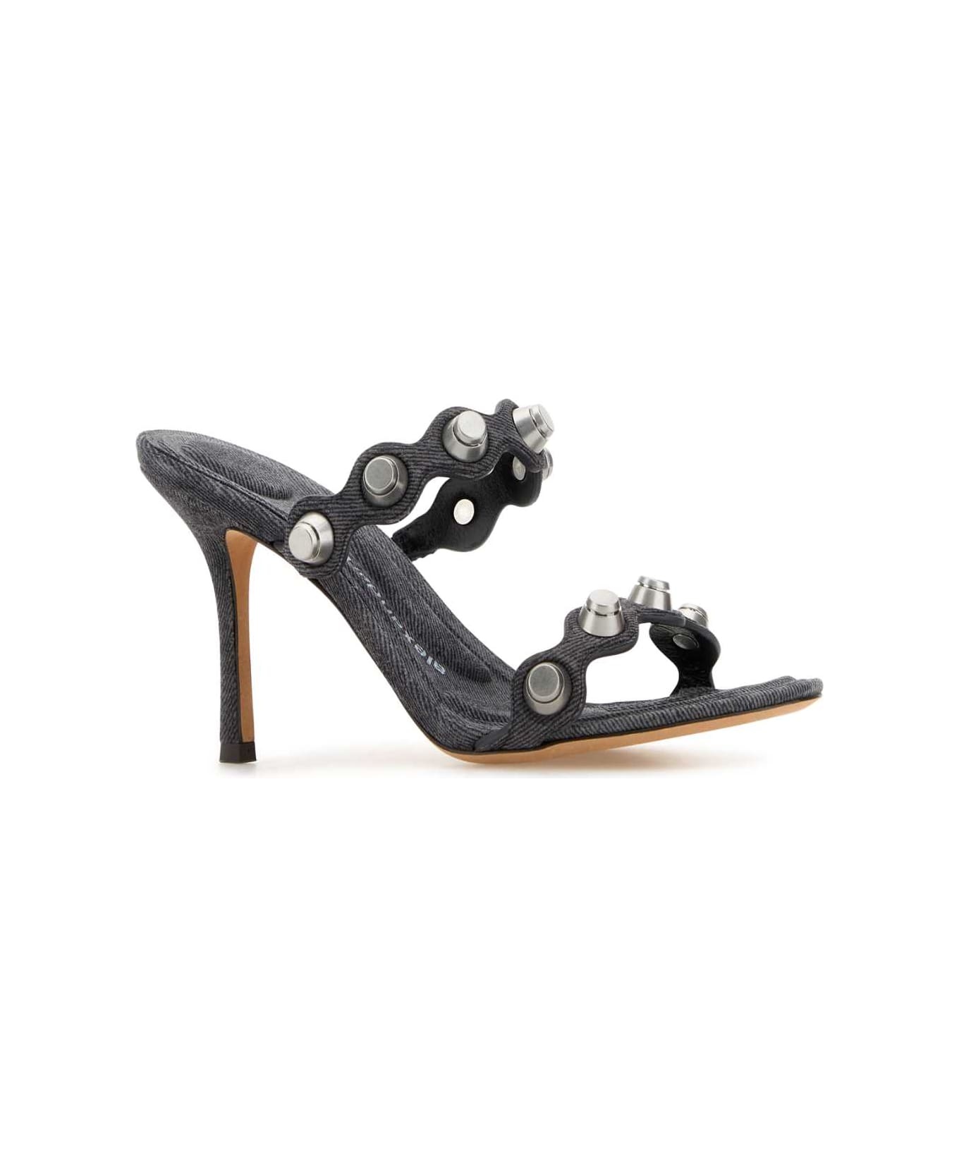 Dark Grey Leather Riot Mules - 2