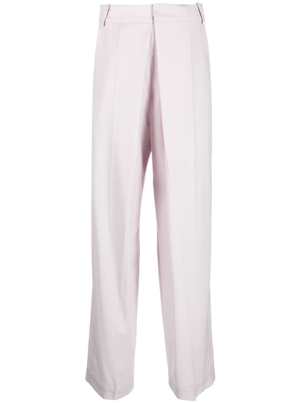 pleat-detail cotton tailored trousers - 1
