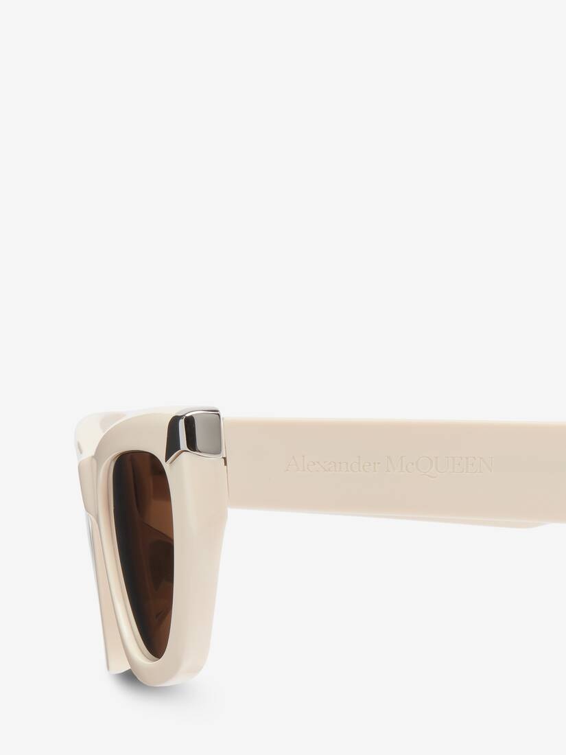 Women's Punk Rivet Geometric Sunglasses in Ivory - 4