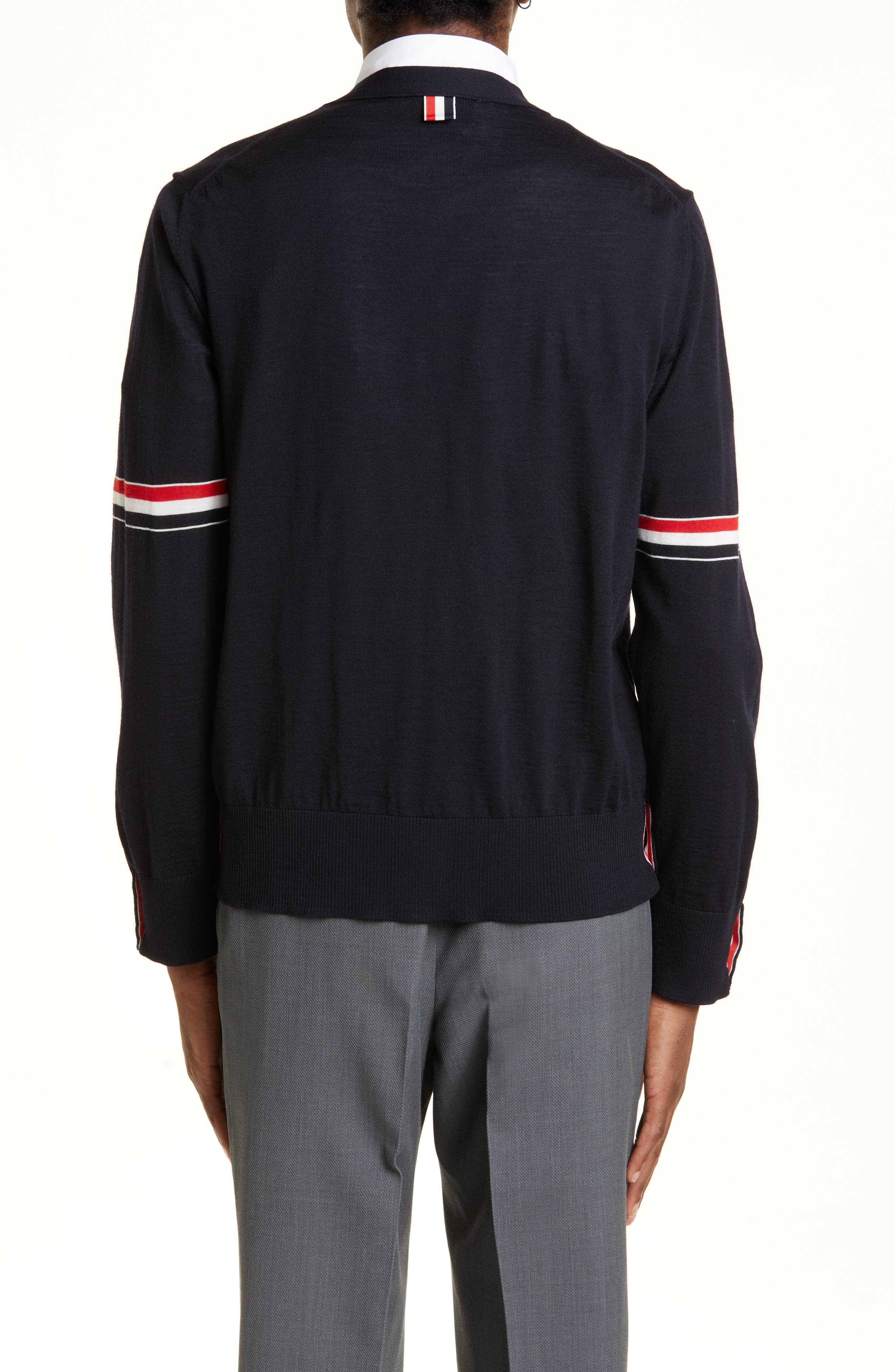 Men's Stripe Armbands Merino Wool Cardigan - 2