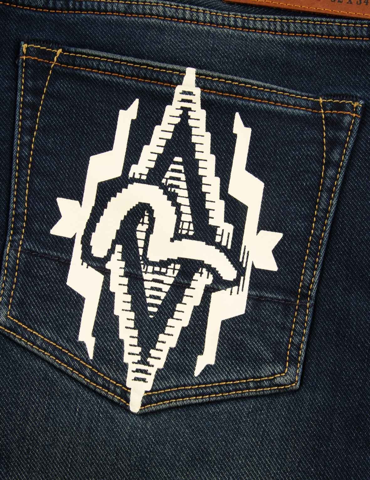 Navajo Style Tapestry Seagull Print Pocket Carrot Fit Jeans #2017 - 35