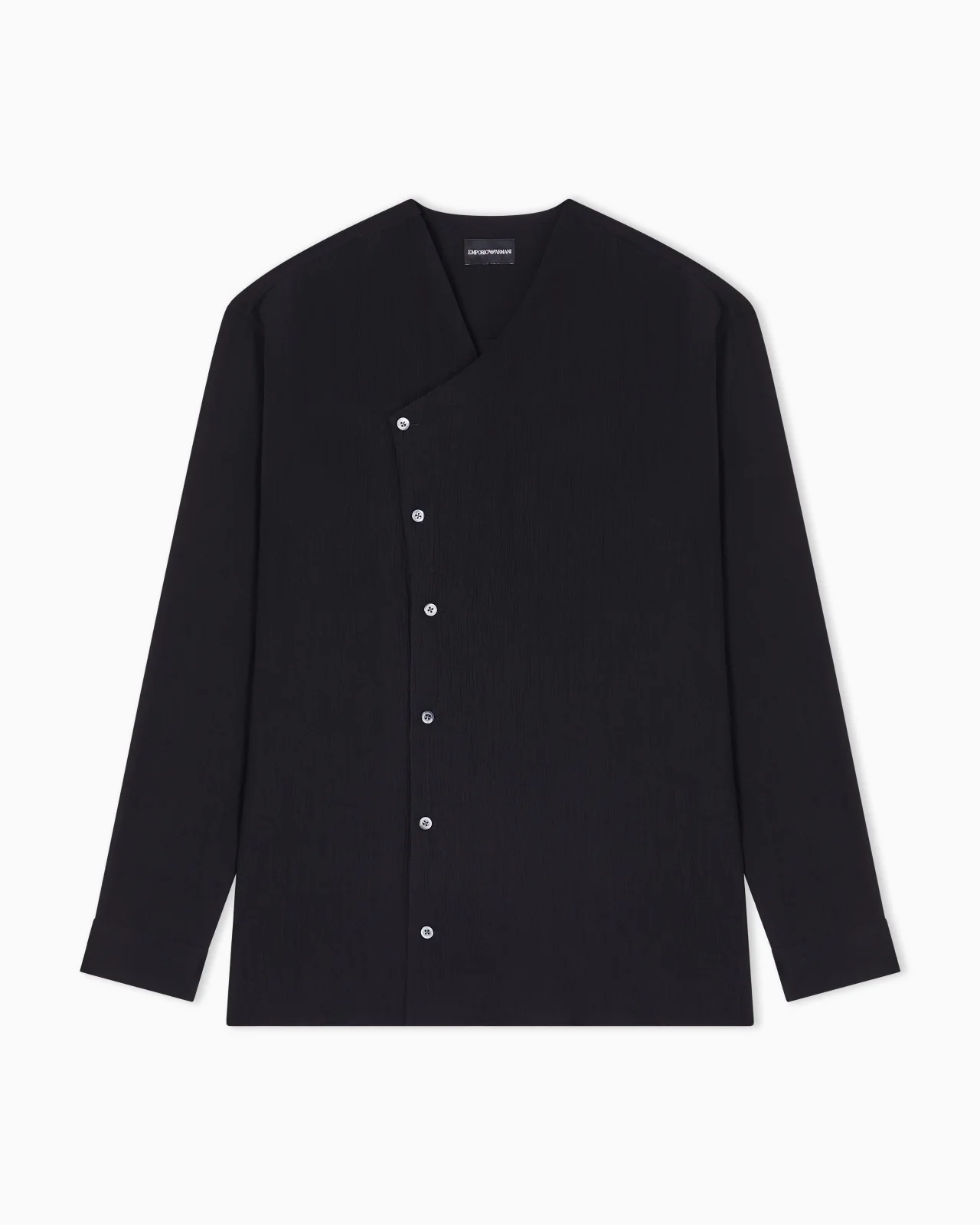 SHIRT WITH OFF-CENTRE CLOSURE IN CRÊPE FABRIC - 1