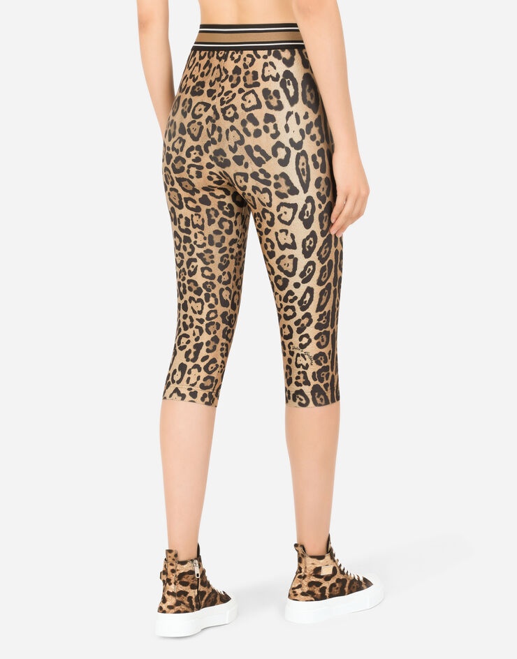 Leopard-print spandex/jersey cycling shorts - 5