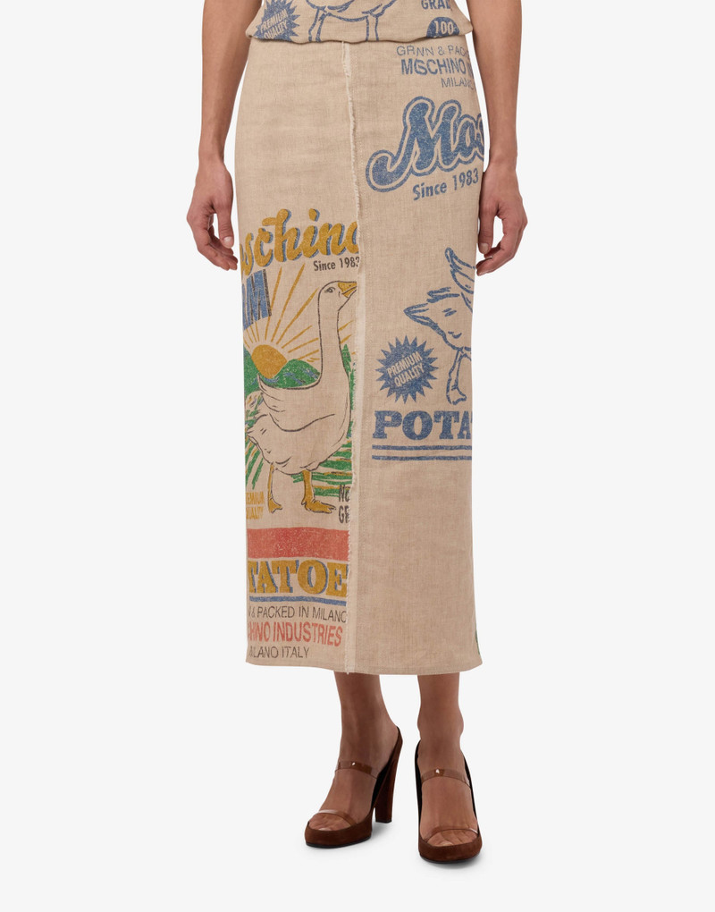 PRINTED LINEN AND STRAW SKIRT 1
