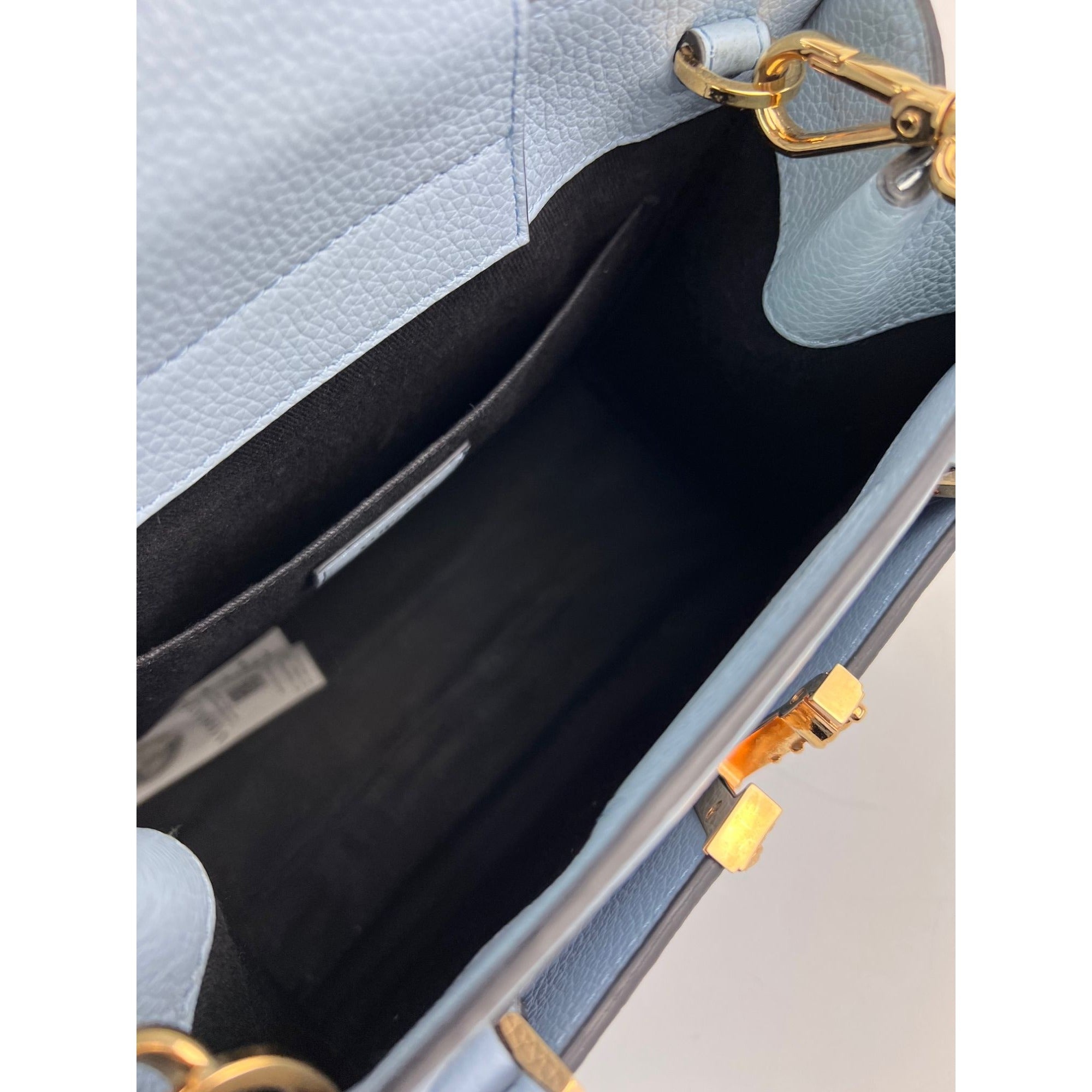 Versace nVirtus Top Handle Grained Calfskin Light Blue Tote - 10