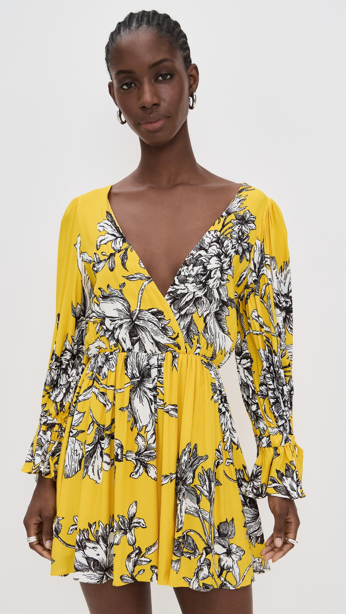 Clarissa Deep V Tie Sleeve Mini Dress - 6