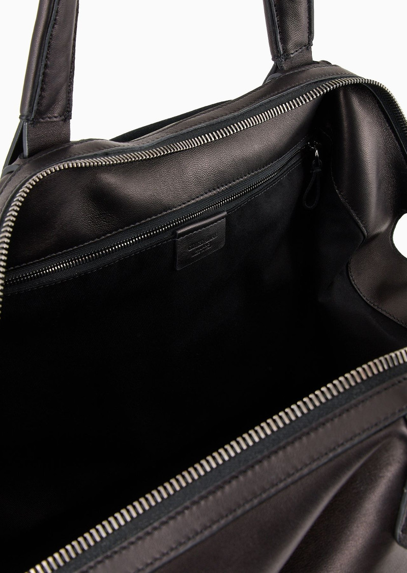 Nappa leather duffel bag with bamboo detail 4