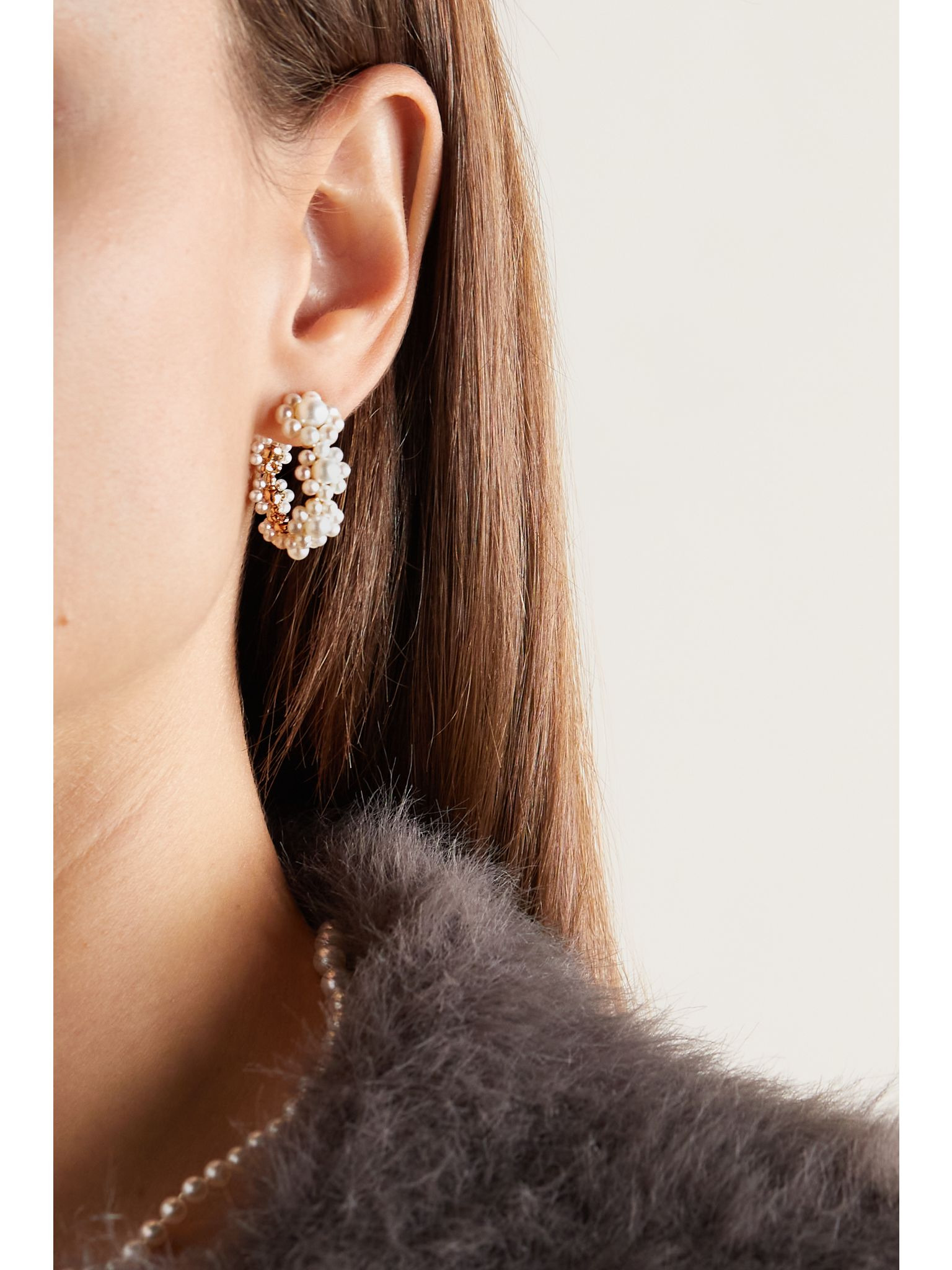 Jardin Boucle 14-karat gold pearl earrings White - 2