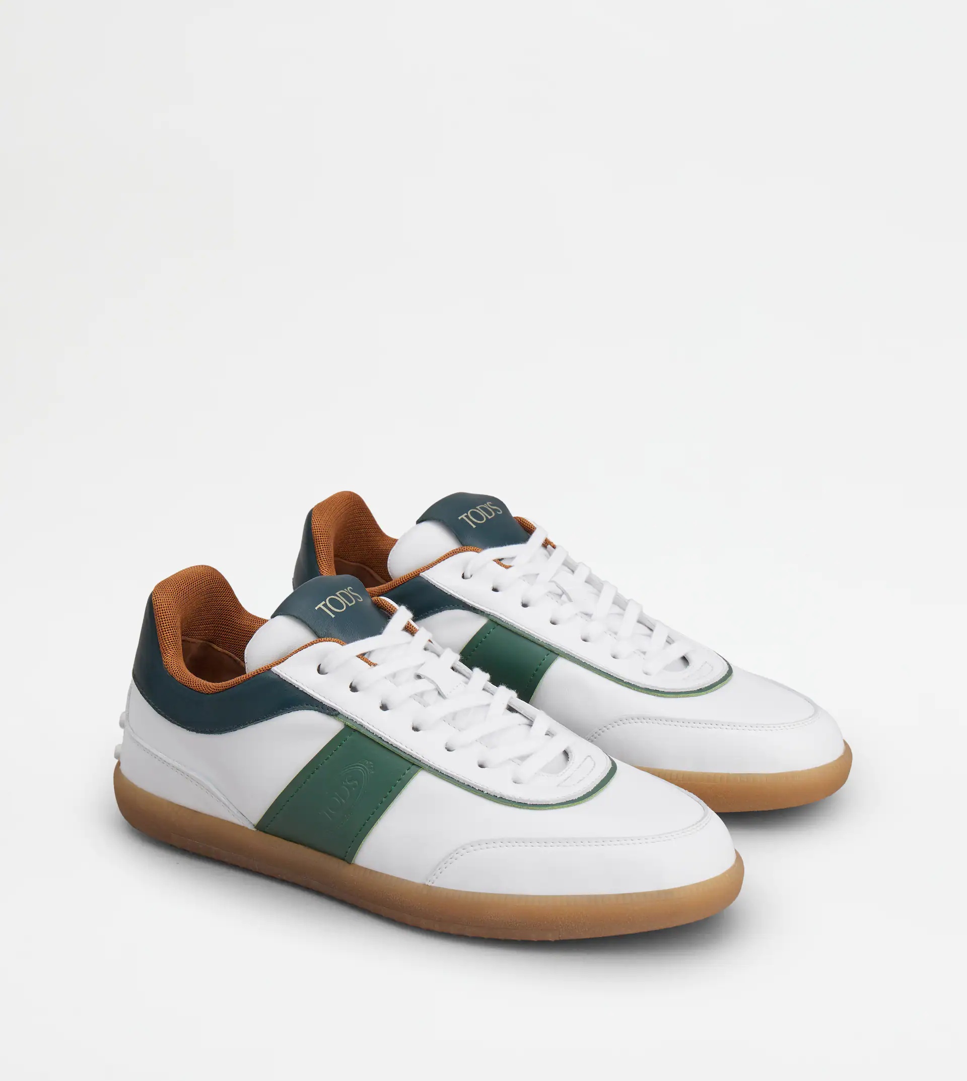 TOD'S TABS SNEAKERS IN LEATHER - WHITE, GREEN - 3