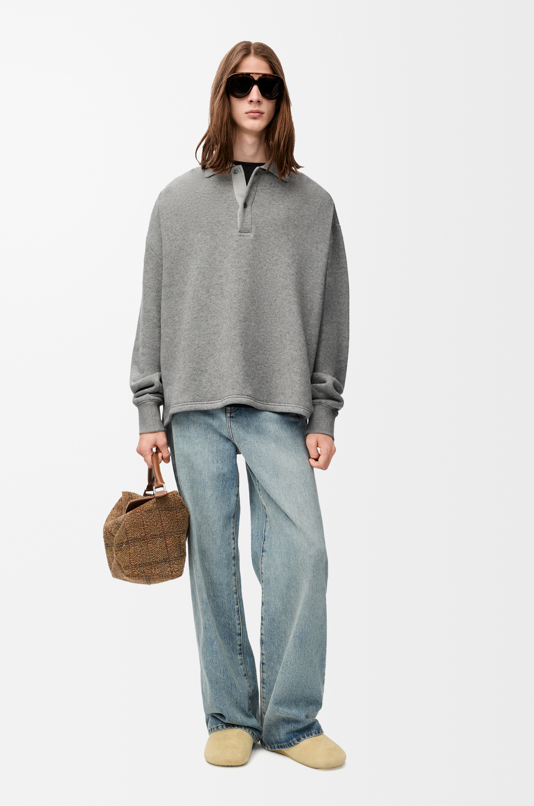 Polo sweatshirt in cotton and cashmere - 2