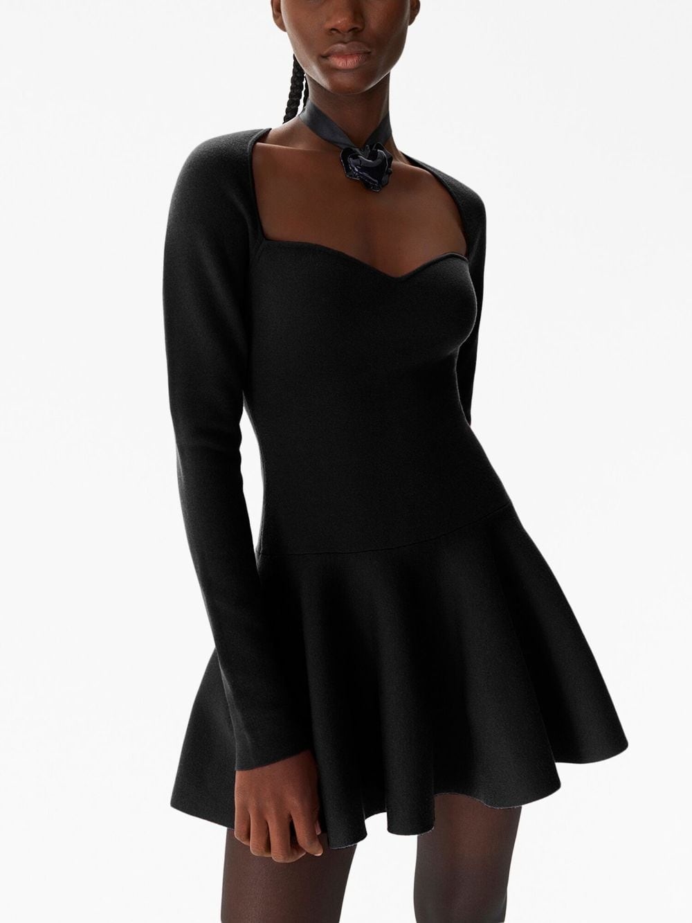 sweetheart-neck flared minidress - 2