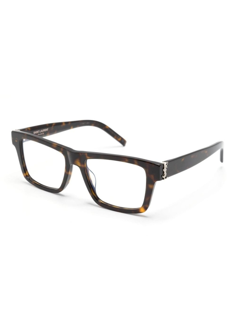 SAINT LAURENT tortoiseshell square-frame glasses outlook