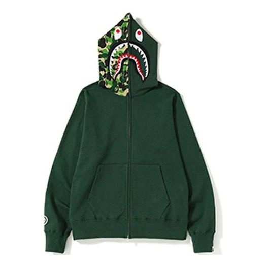 A Bathing Ape Shark Camo Full Zip Hoodie 'Forest Green' BAPE-SS19-4 - 1