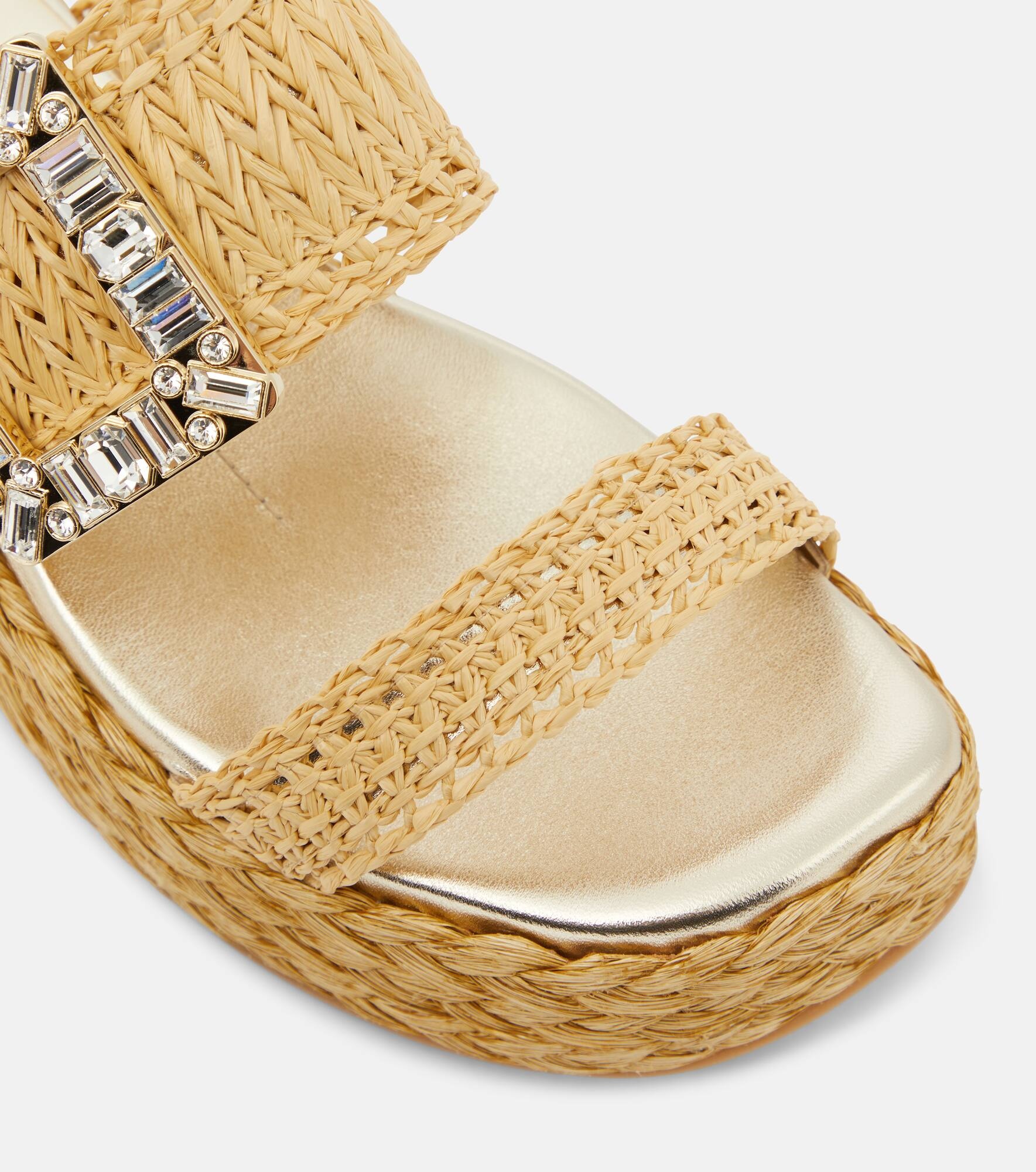 Embellished raffia platform sandals - 6