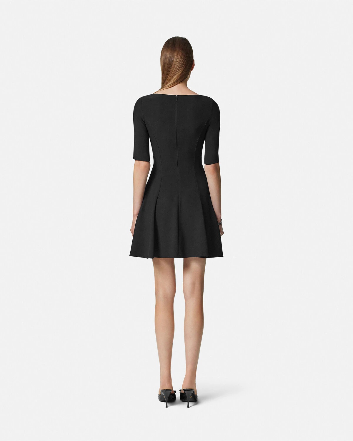 Safety Pin Flared Matte Satin Mini Dress - 5
