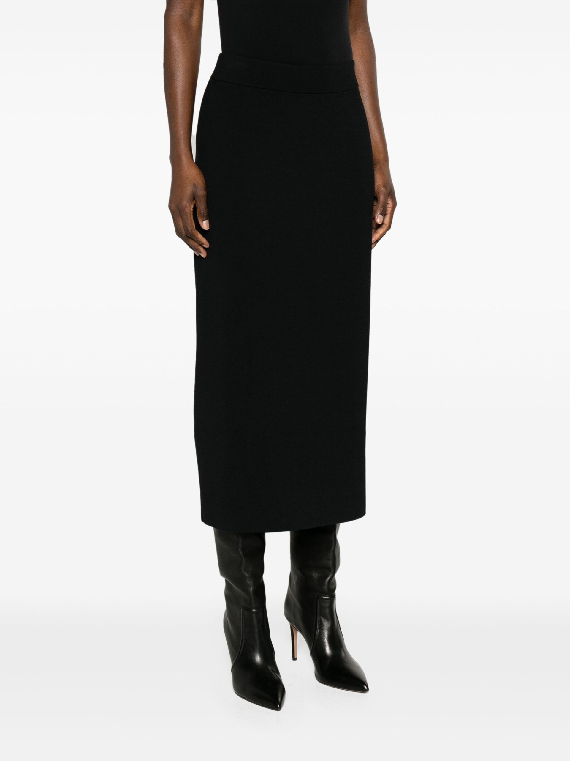 Black Solange Knitted Midi Skirt - 3