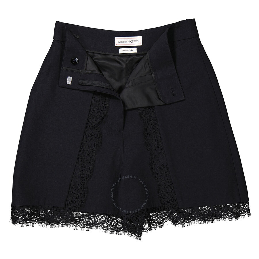Alexander McQueen Ladies Black Shorts With Lace Inserts - 7