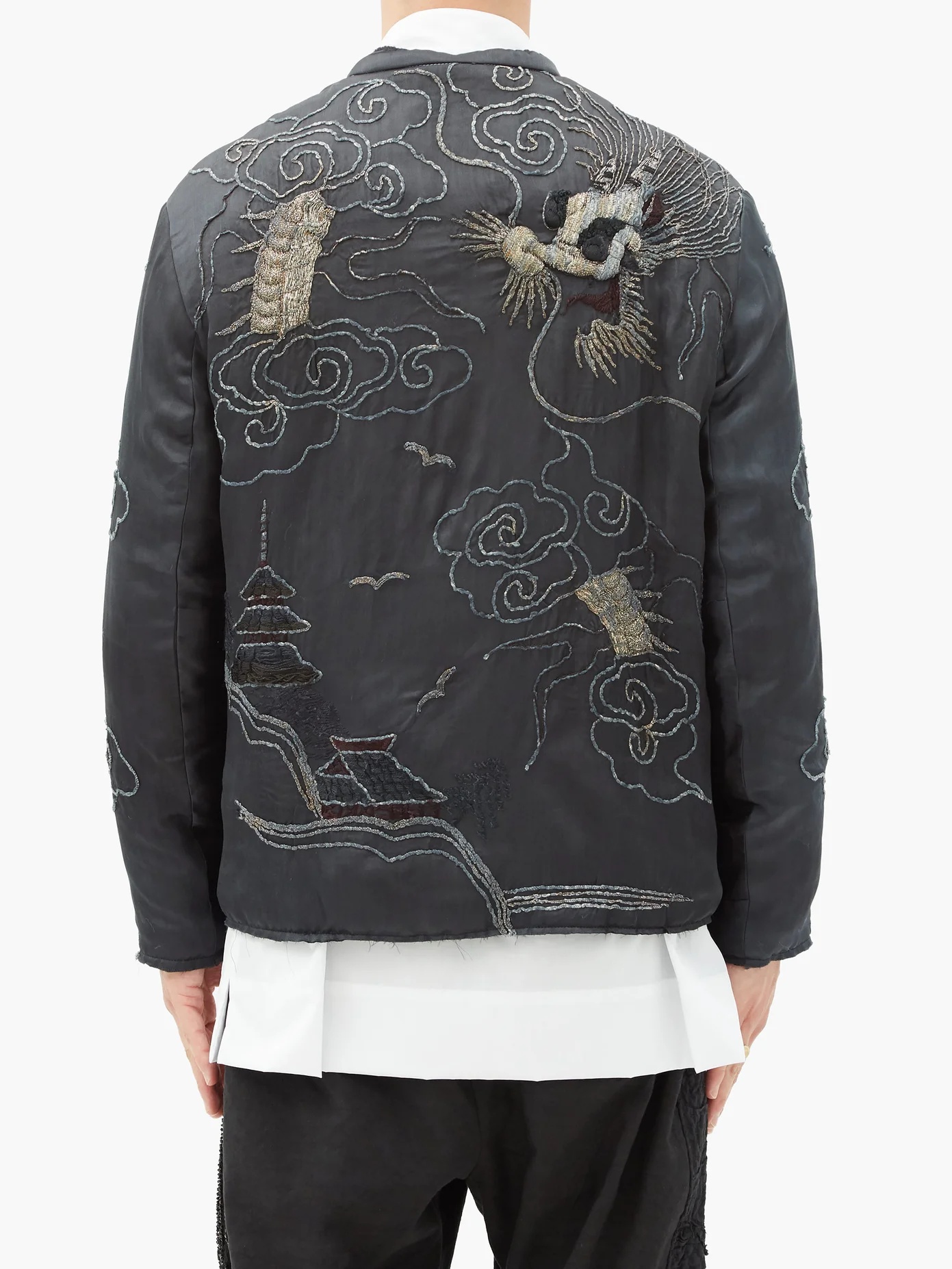 Embroidered vintage silk jacket - 5