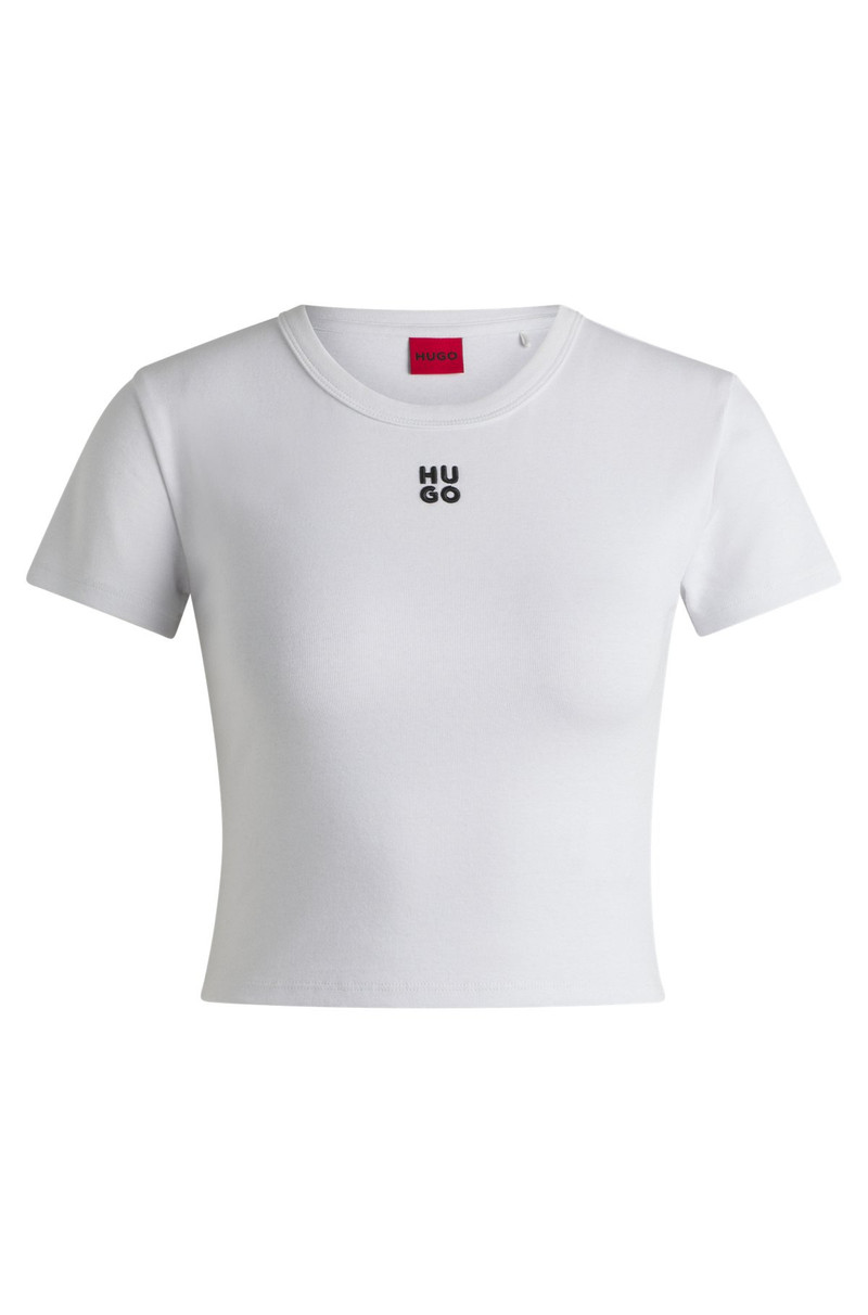 CROPPED SLIM-FIT T-SHIRT WITH STACKED LOGO 1