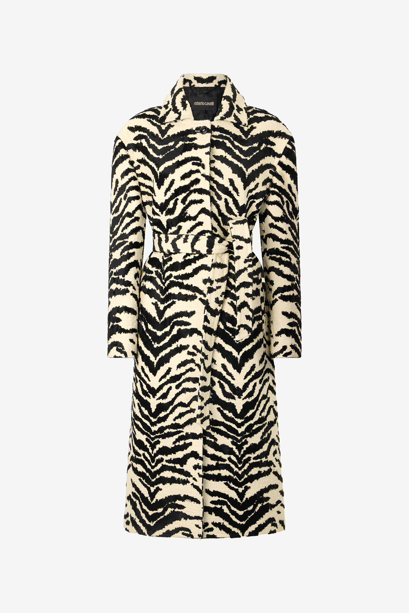 Coat With White Tigress Print 1