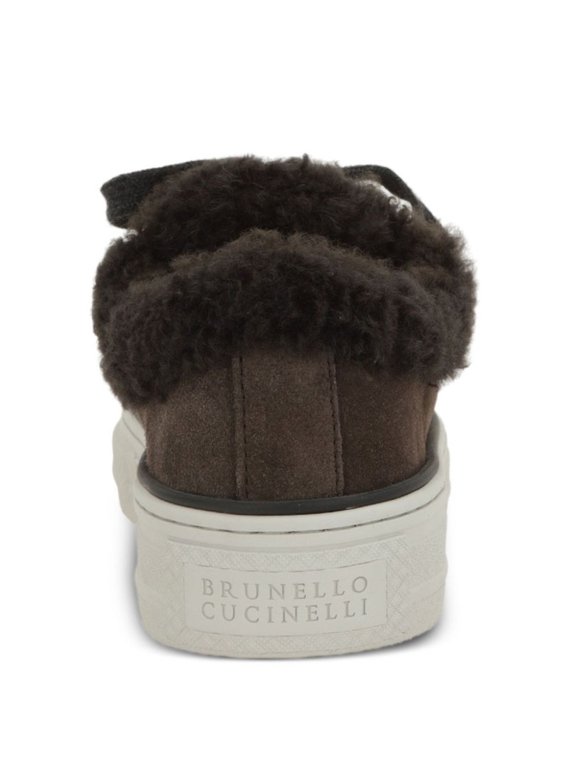 shearling-trim lace-up sneakers 3