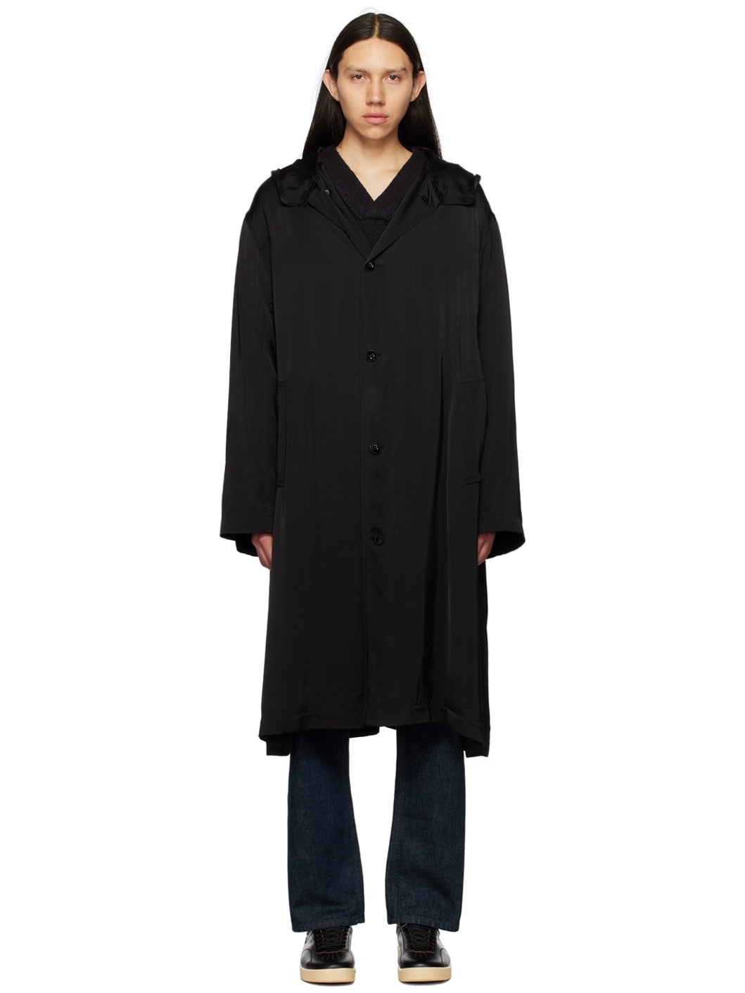 Black Hooded Coat - 1