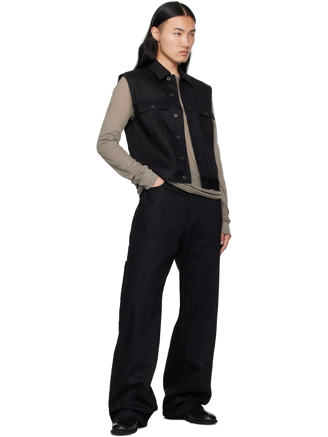 Black Hollywood SL Trucker Denim Vest - 4