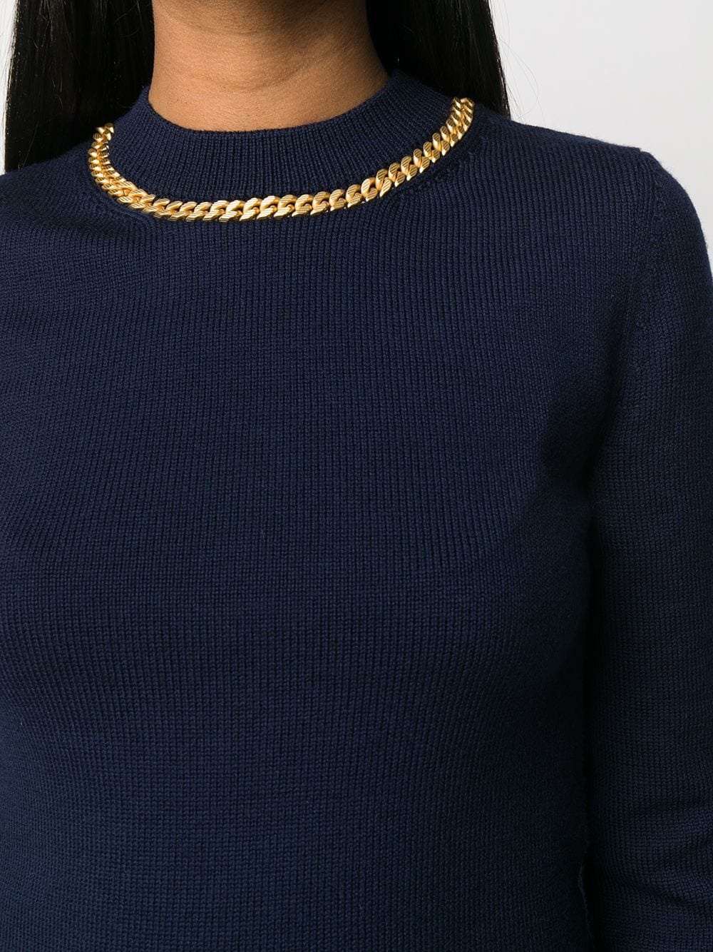 chain embellished crew neck jumper - 5