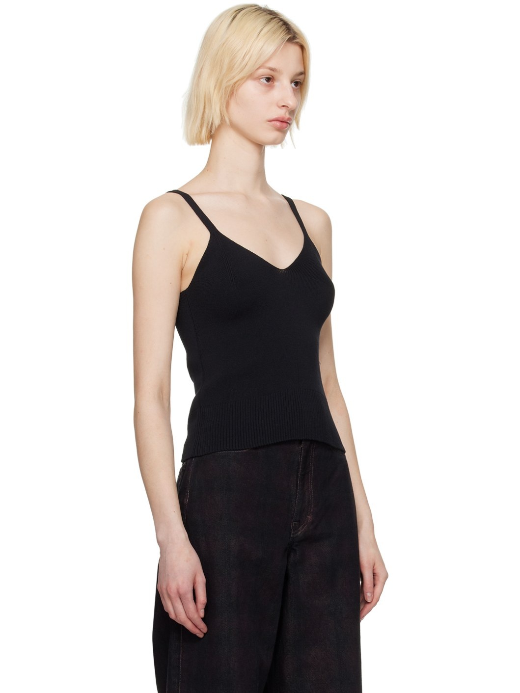 Black V-Neck Tank Top - 2
