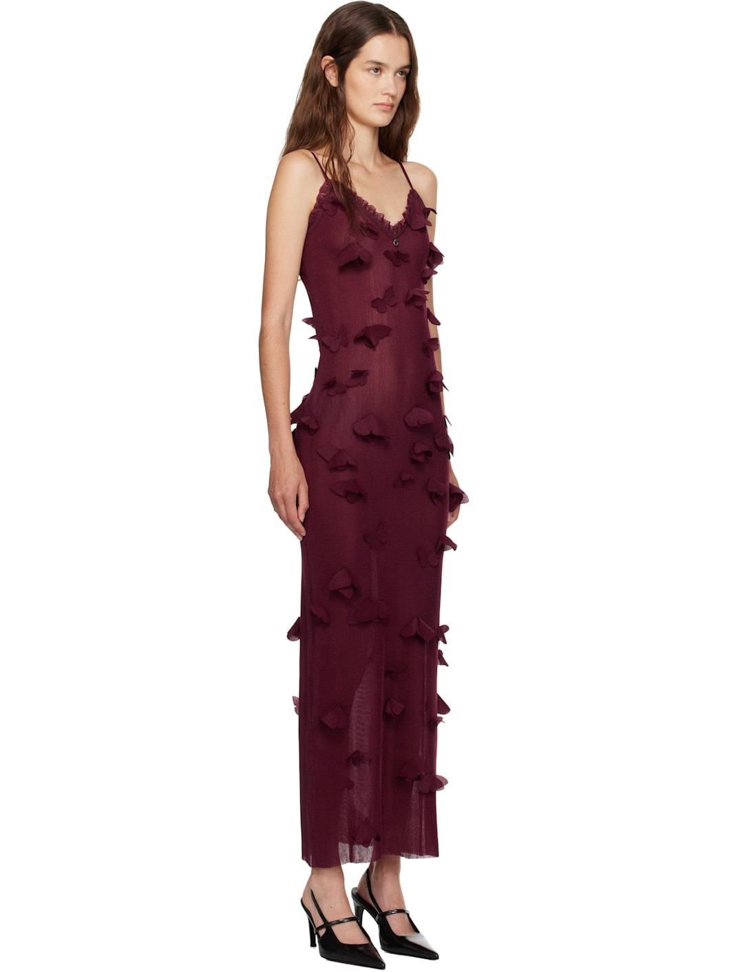 Burgundy Butterflies Techno Midi Dress - 2