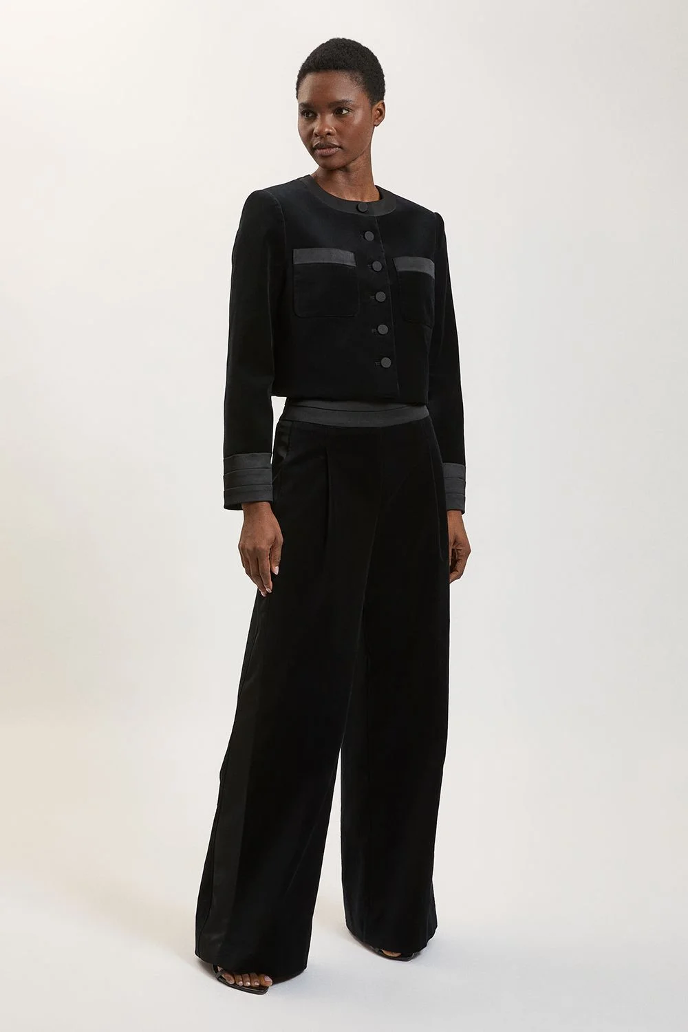 Petite Velvet Tailored Wide Leg Trouser - 1