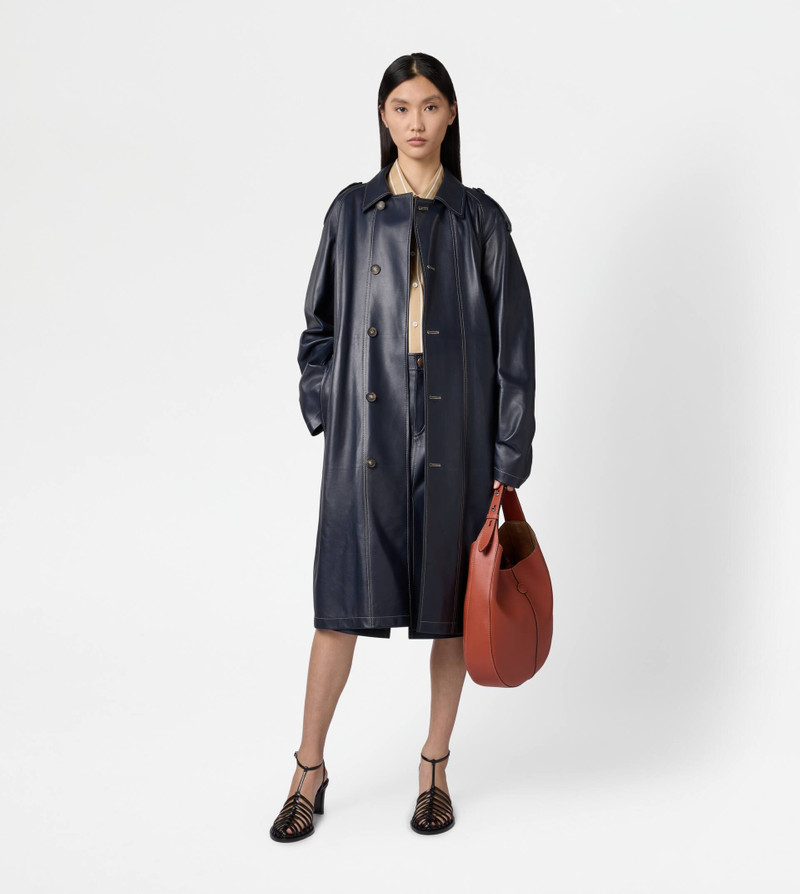 Tod's TRENCH COAT IN LEATHER - BLUE outlook