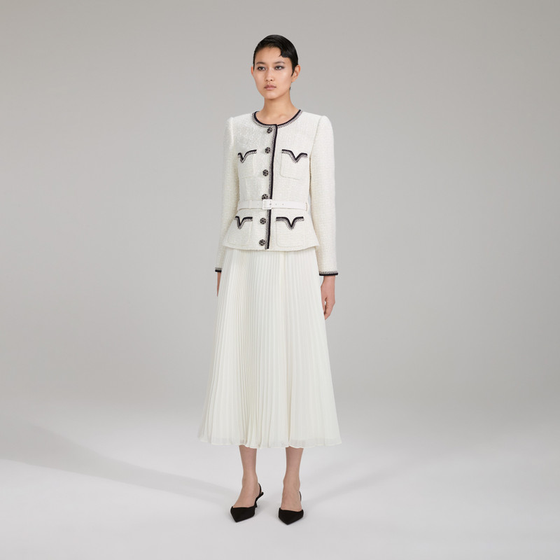 Metallic Bouclé And Chiffon Midi Dress 2