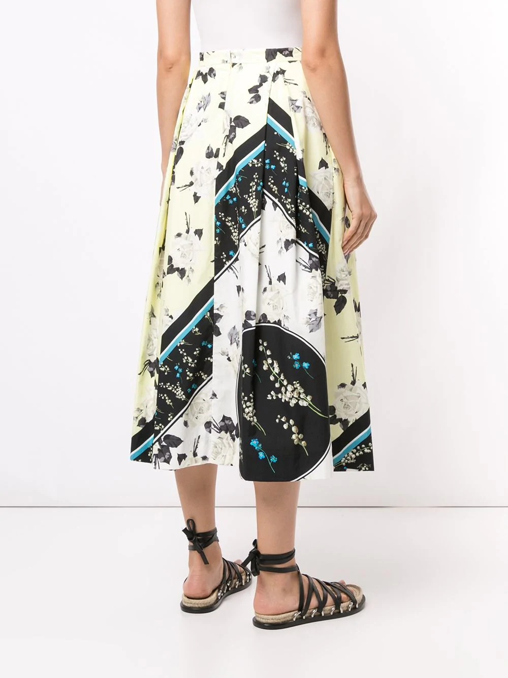 floral-print contrast skirt  - 4