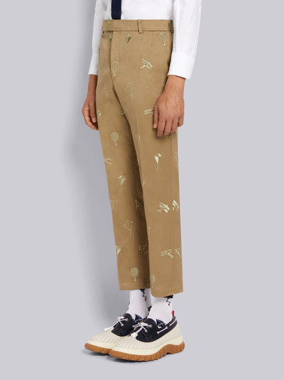 Thom Browne Camel Cotton Twill Half Drop Half Drop Satin Sky Icon Embroidery Unconstructed Chino Trouser outlook