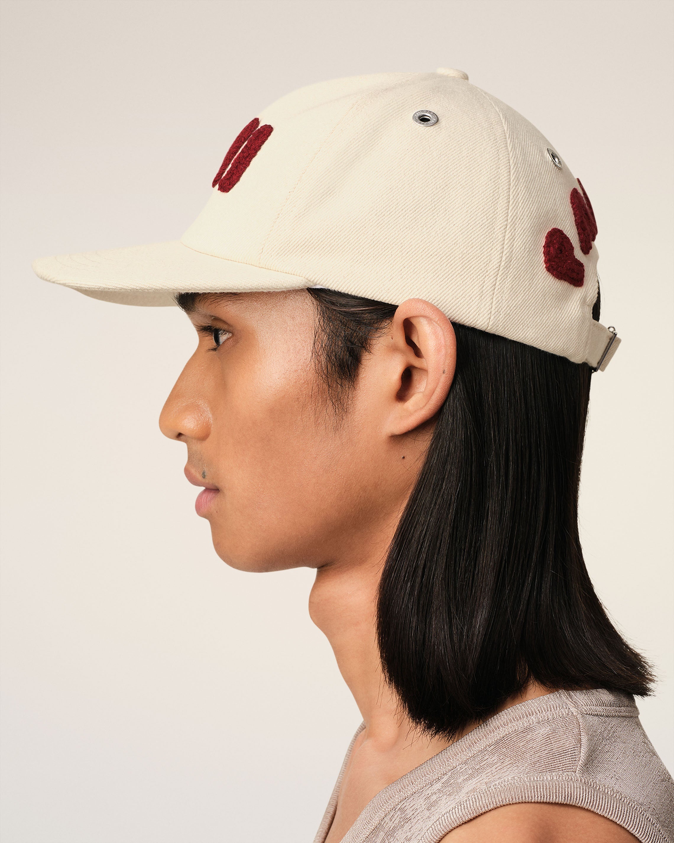 BEIGE COTTON AMI PARIS PATCH TRUCKER CAP - 5