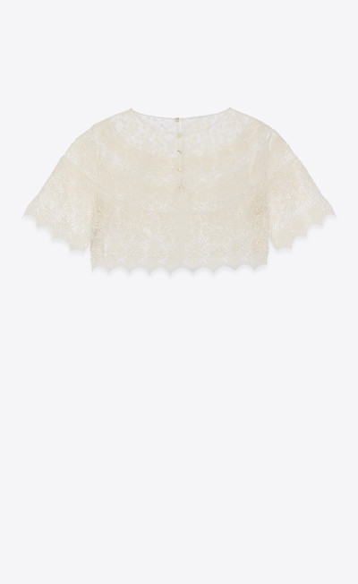 SAINT LAURENT cropped top in embroidered lace outlook