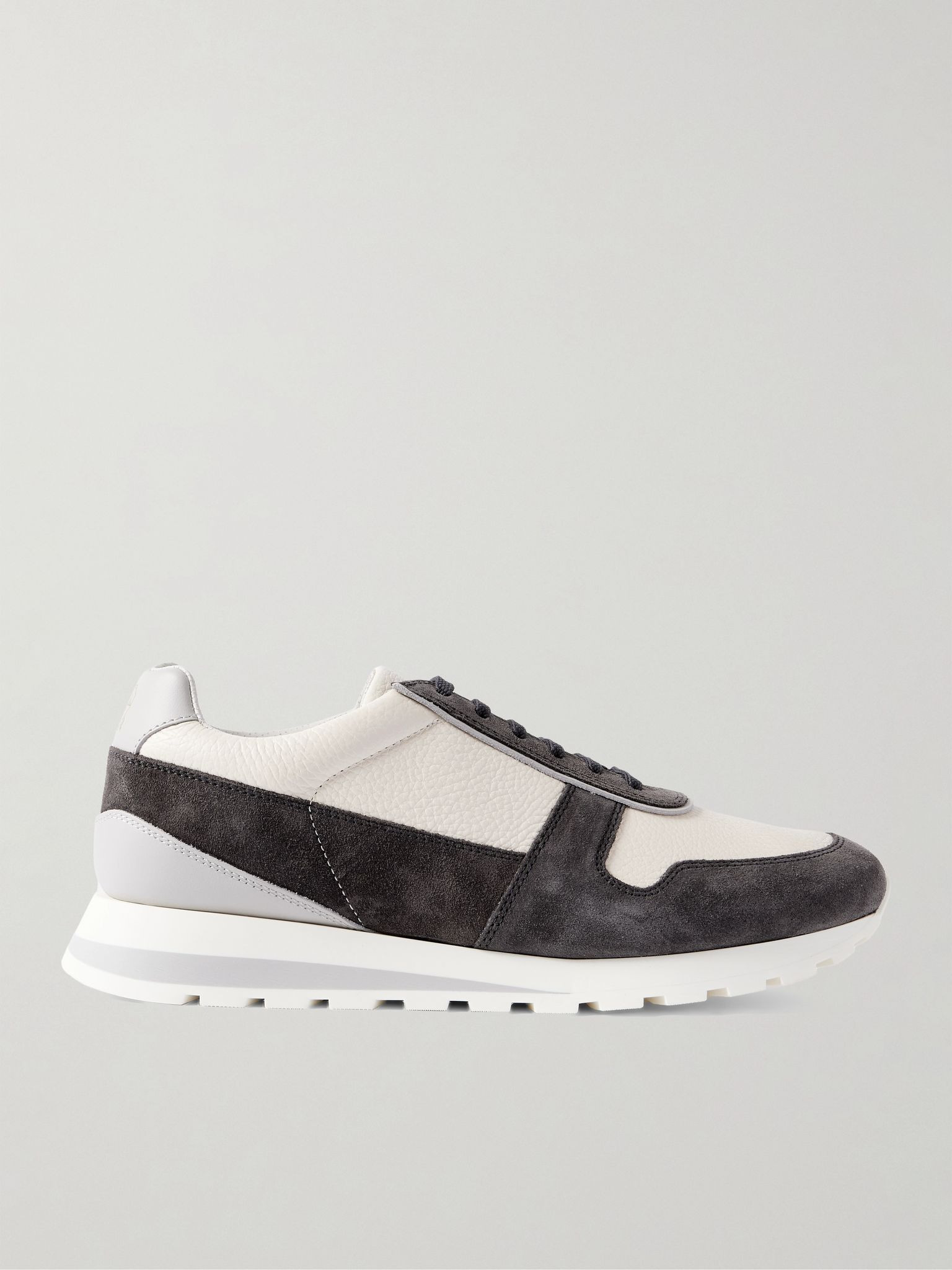 Olimpo Full-Grain Leather and Suede Sneakers Gray - 1