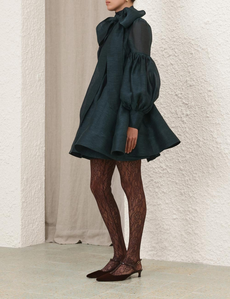 zimmermann pavilion tie-neck mini dress Zimmermann PAVILION TIE NECK MINI DRESS - 1991DF243PNE