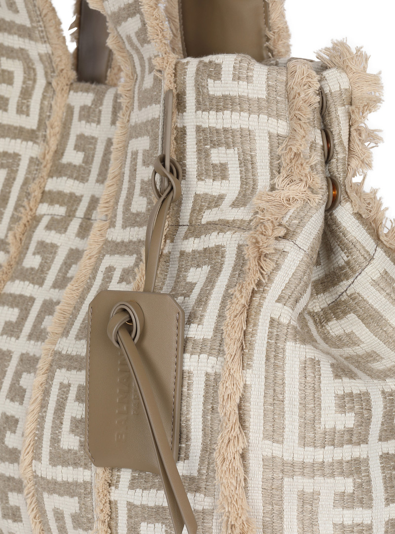 XXL monogrammed raffia tote bag 7