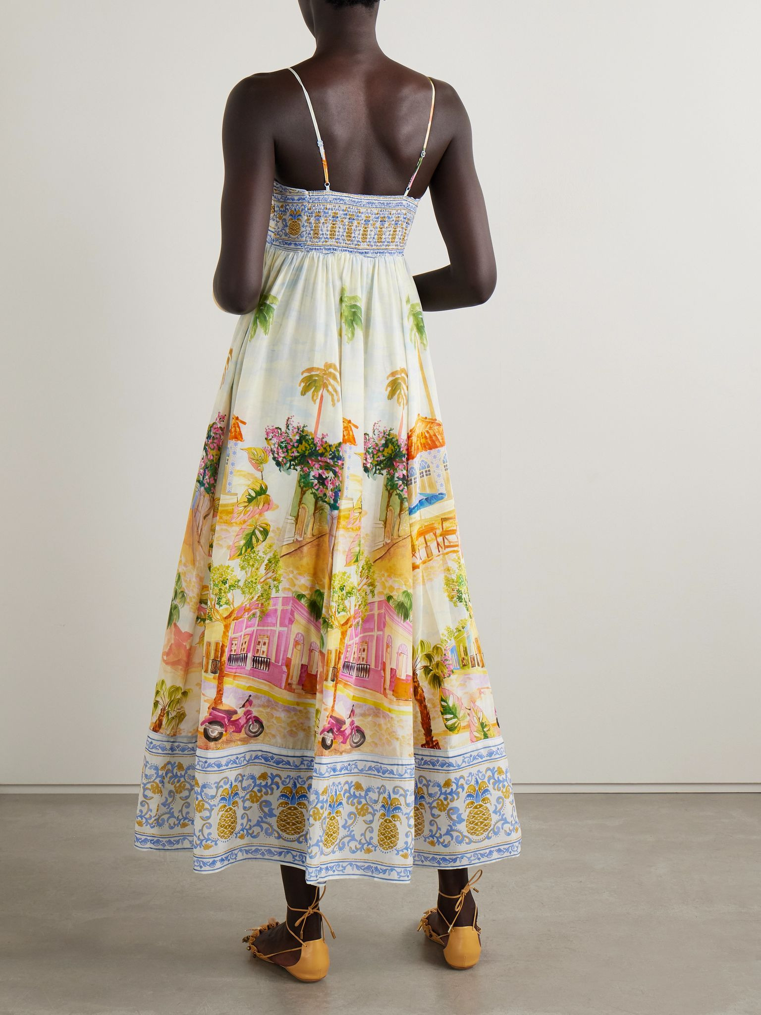 Aracati gathered printed cotton and LENZING™ ECOVERO™-blend voile maxi dress Multi - 3